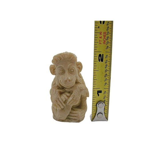 Vintage Small Baboon Monkey Chimp Art Figure Miniature Bone Resin Collectible 2" - Picture 7 of 10